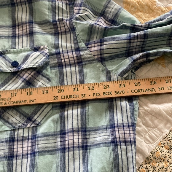 Three Sixty Six Men’s flannel XL button down shirt plaid mint green shirt fall - Picture 6 of 9